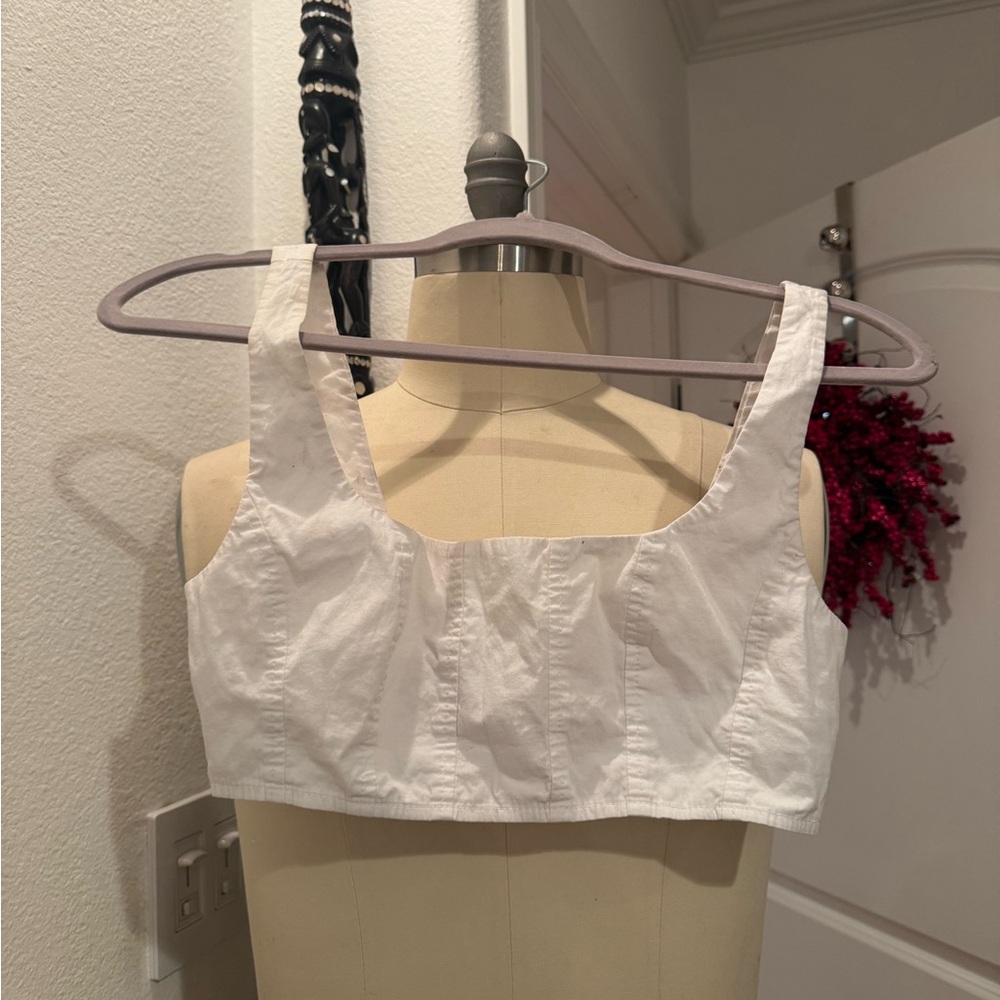STAUD White Cropped Tank Top